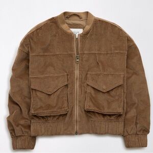 American Eagle Outfitters Brown Corduroy Bomber Jacket